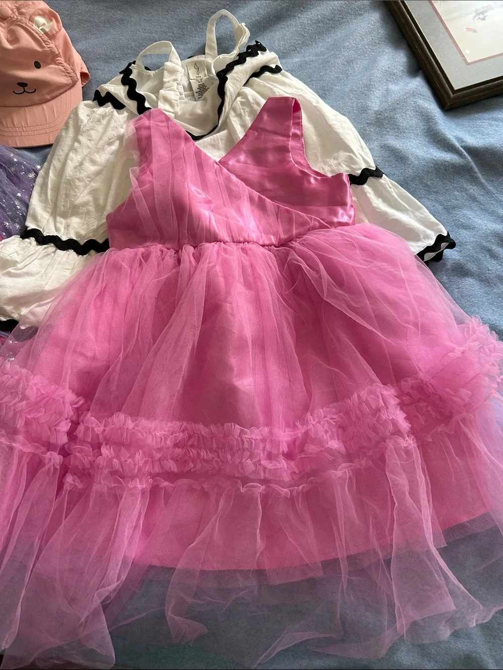 Joie Pink Tulle Party Dress with White Ruffle Dress & Purple Star Costume Set